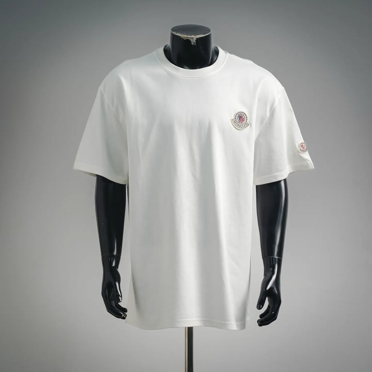 White Moncler crew-neck T-shirt with small chest logo patch