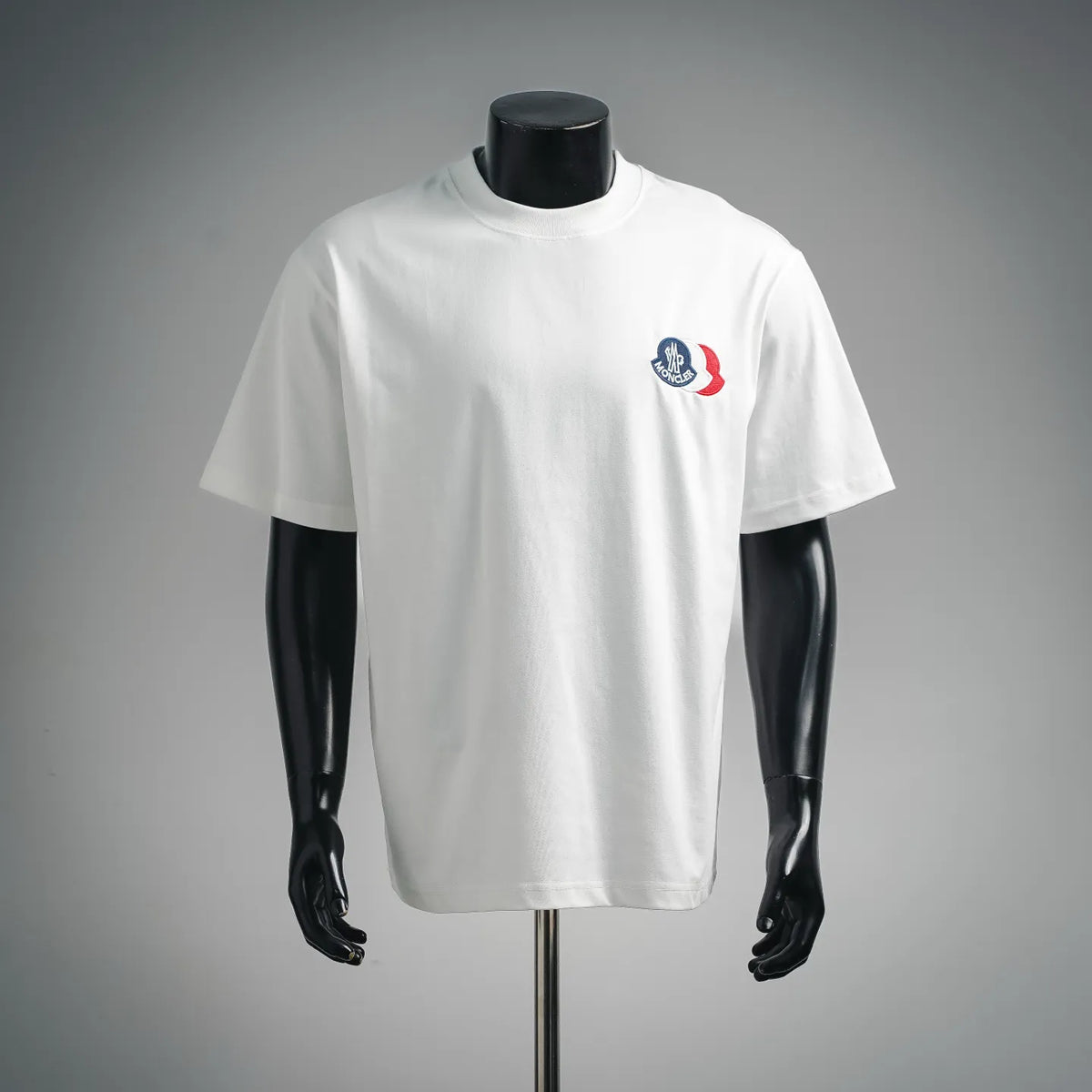 White crewneck Moncler short-sleeve T-shirt with small chest logo