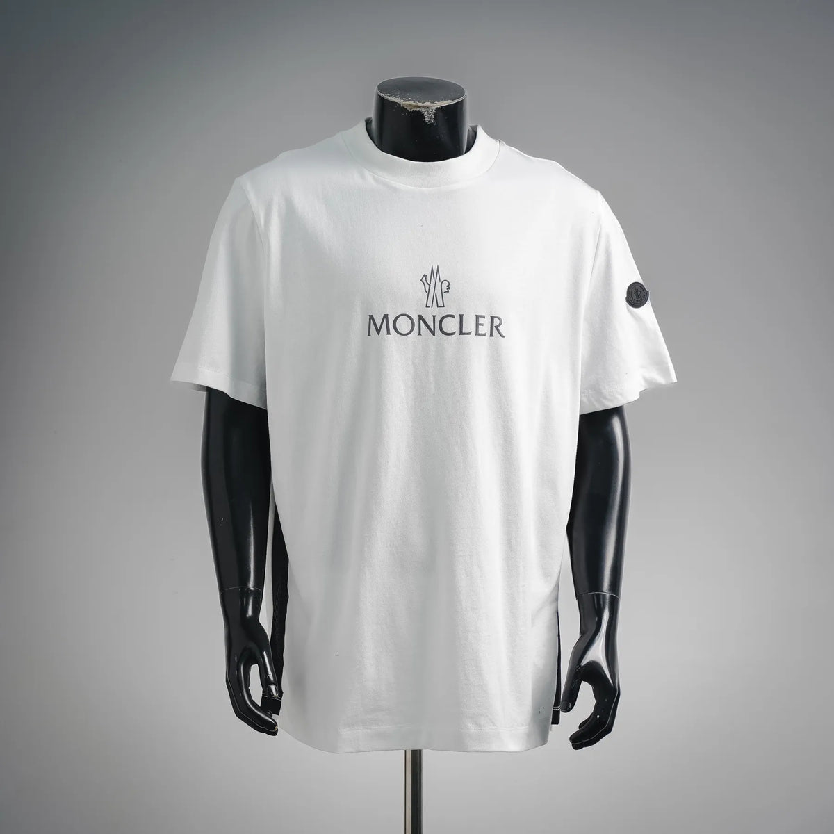 White Moncler short-sleeve T-shirt with front logo print
