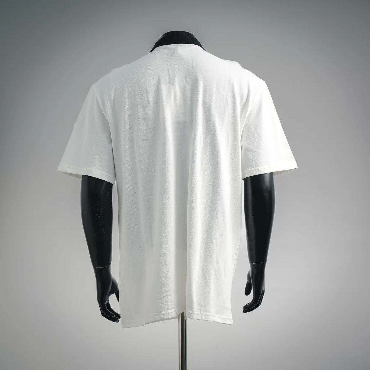 White Moncler polo shirt, back view, short sleeves
