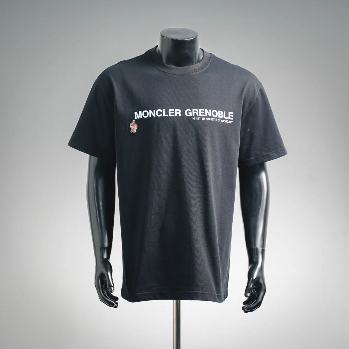 Dark navy Moncler Grenoble short-sleeve T-shirt with front logo print and emblem