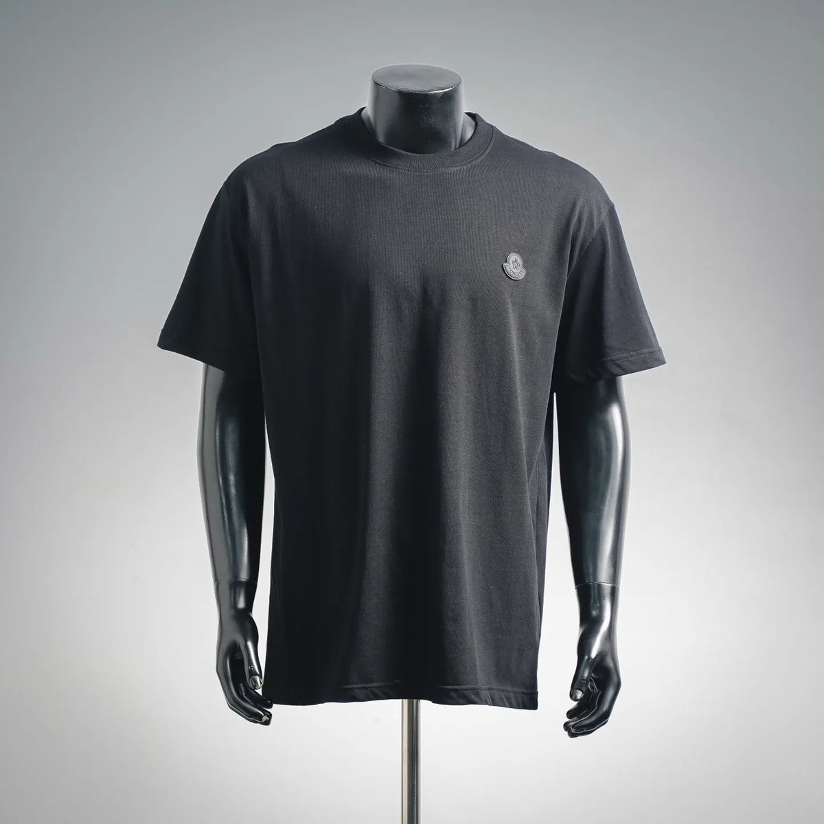 Moncler short-sleeve T-shirt, dark gray/black, small chest logo on front