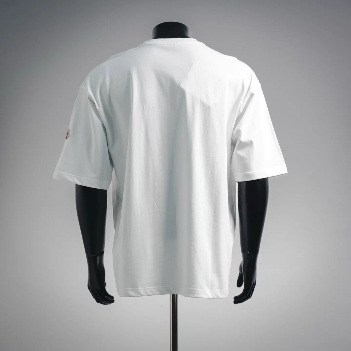 White Moncler short-sleeve T-shirt back view with crew neck