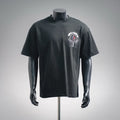Moncler black crewneck T-shirt with chest crest logo graphic