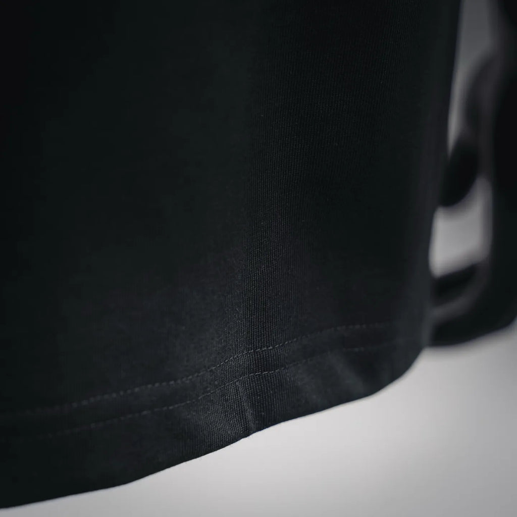 Moncler black T-shirt hem and stitching detail