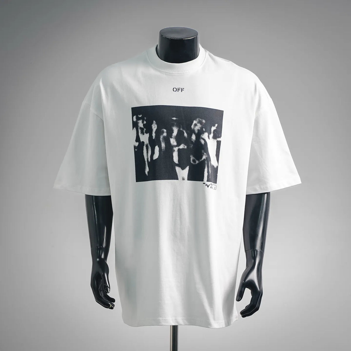 Off-White white short-sleeve T-shirt with front graphic print and crew neckline