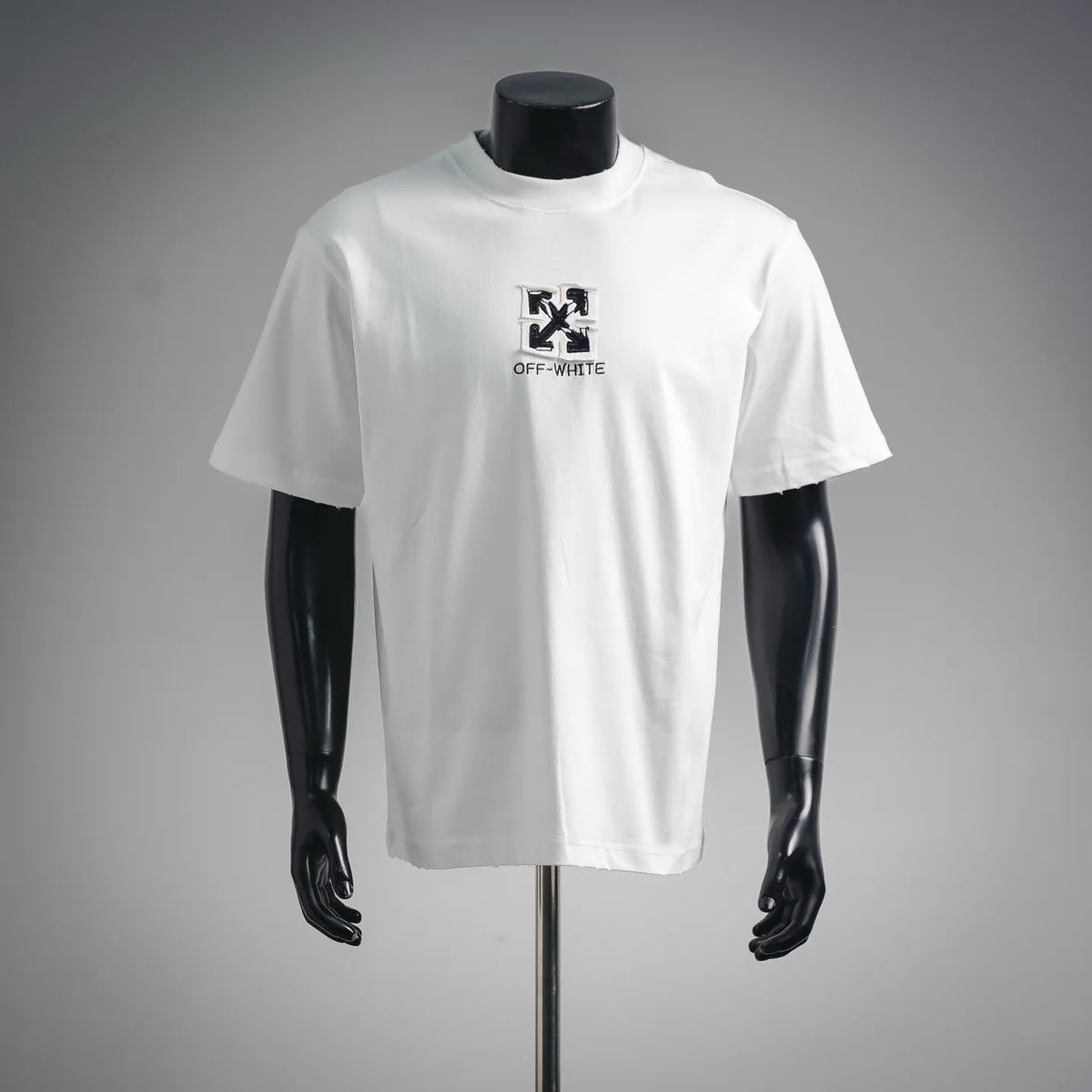 Off-White crewneck short-sleeve T-shirt with small front graphic logo, off-white white