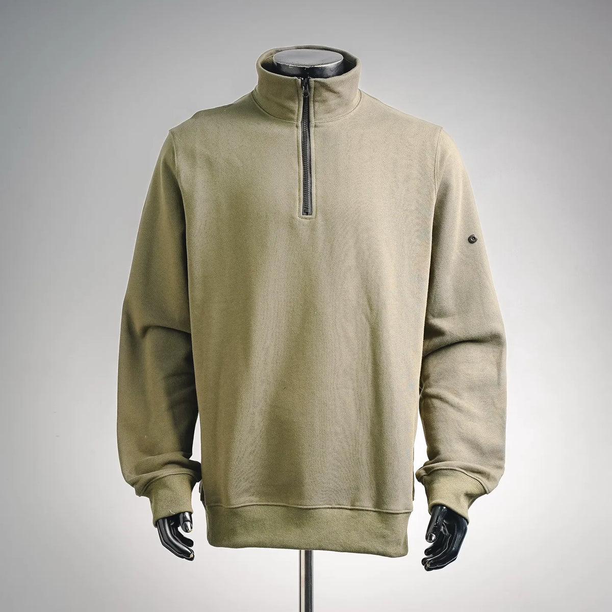 Stone Island olive half-zip pullover sweatshirt with ribbed cuffs