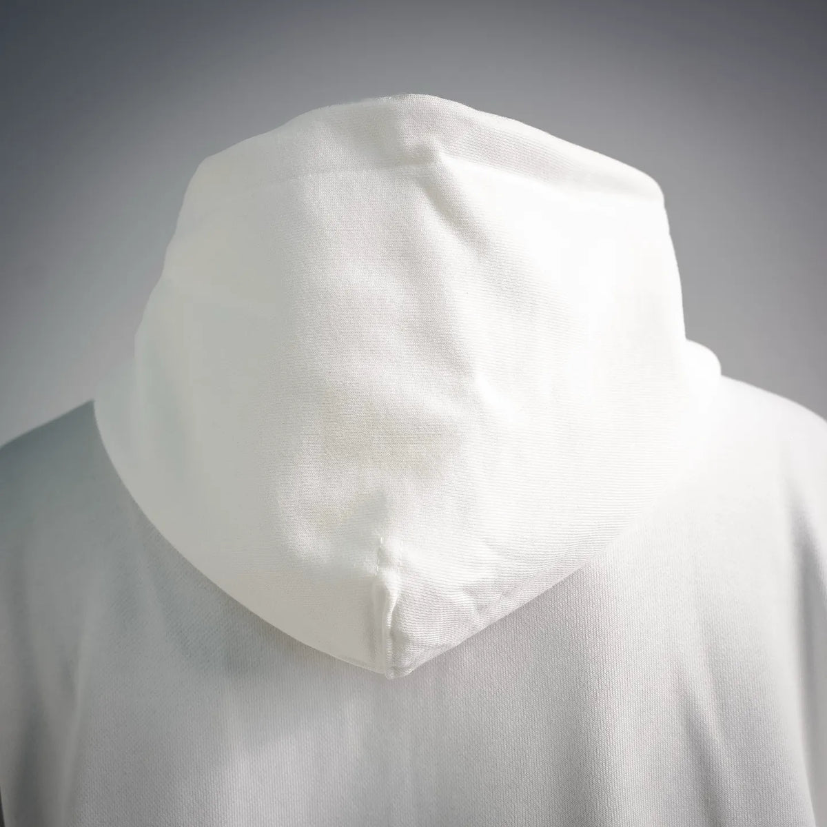 Stone Island zip-up hoodie coat, white, close-up of hood and back neckline