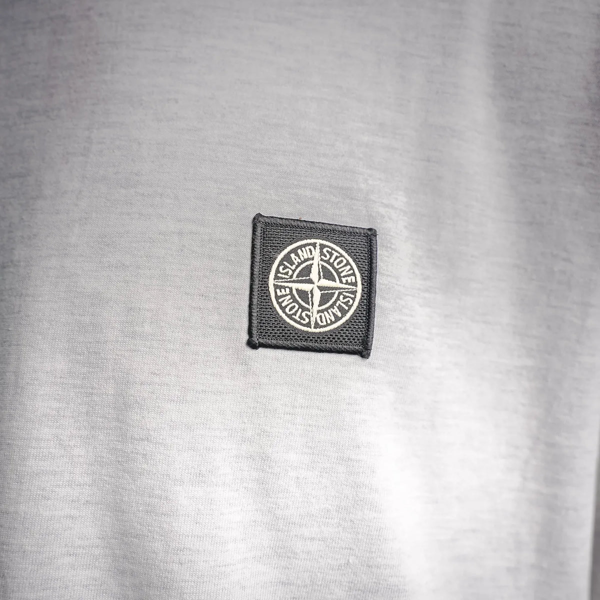 Stone Island white long-sleeve T-shirt chest logo patch