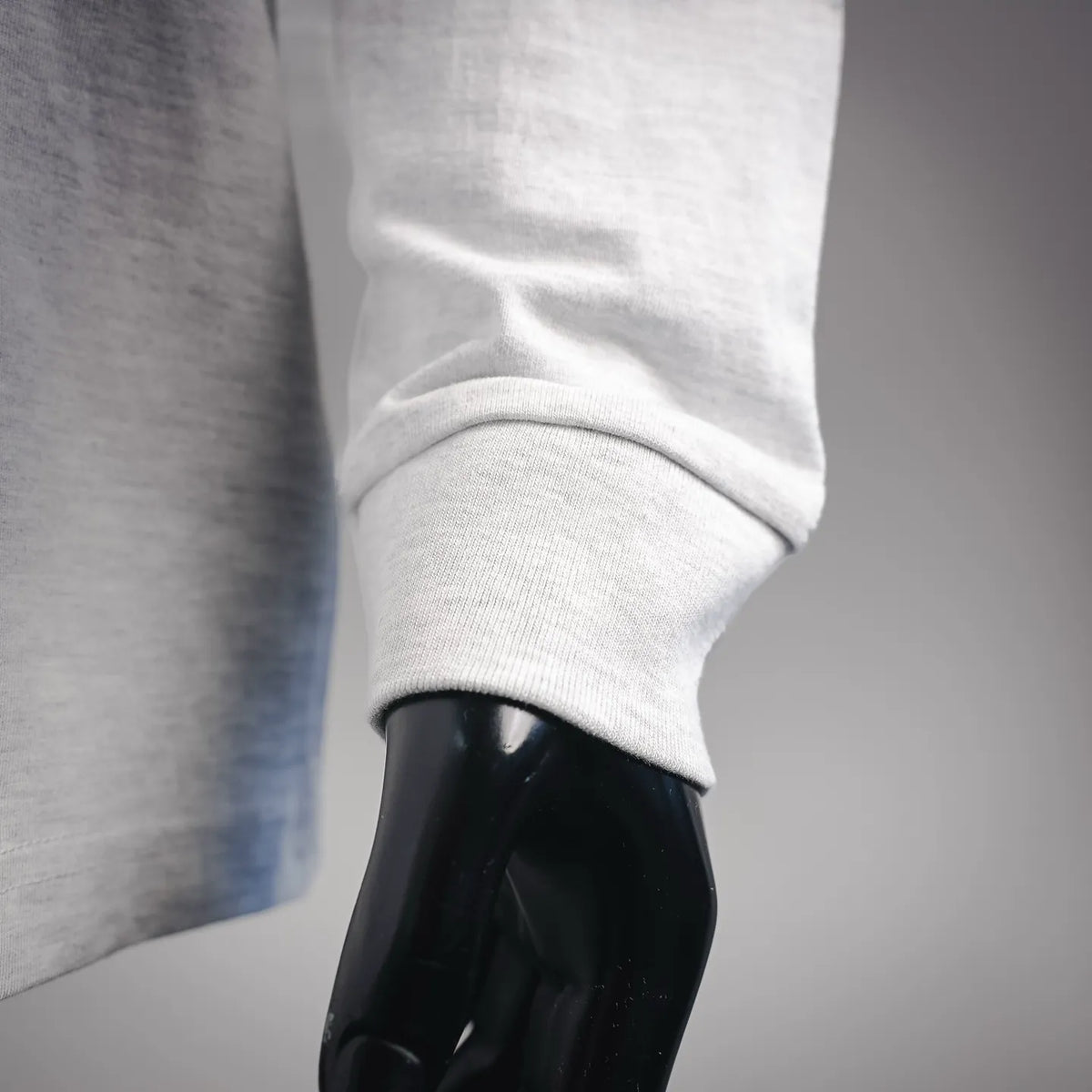 Stone Island white long-sleeve T-shirt sleeve cuff and hem detail