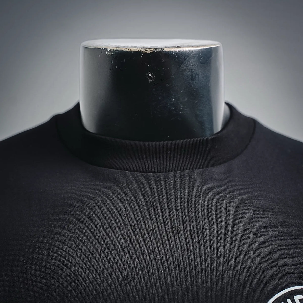 Black Stone Island short-sleeve T-shirt with crew neck collar.