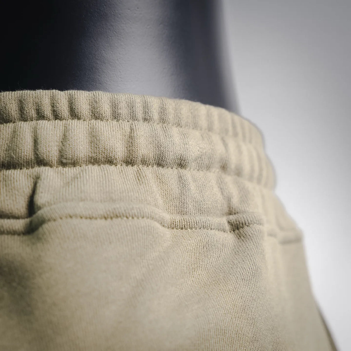 Stone Island olive green shorts elastic waistband with gathered fabric detail