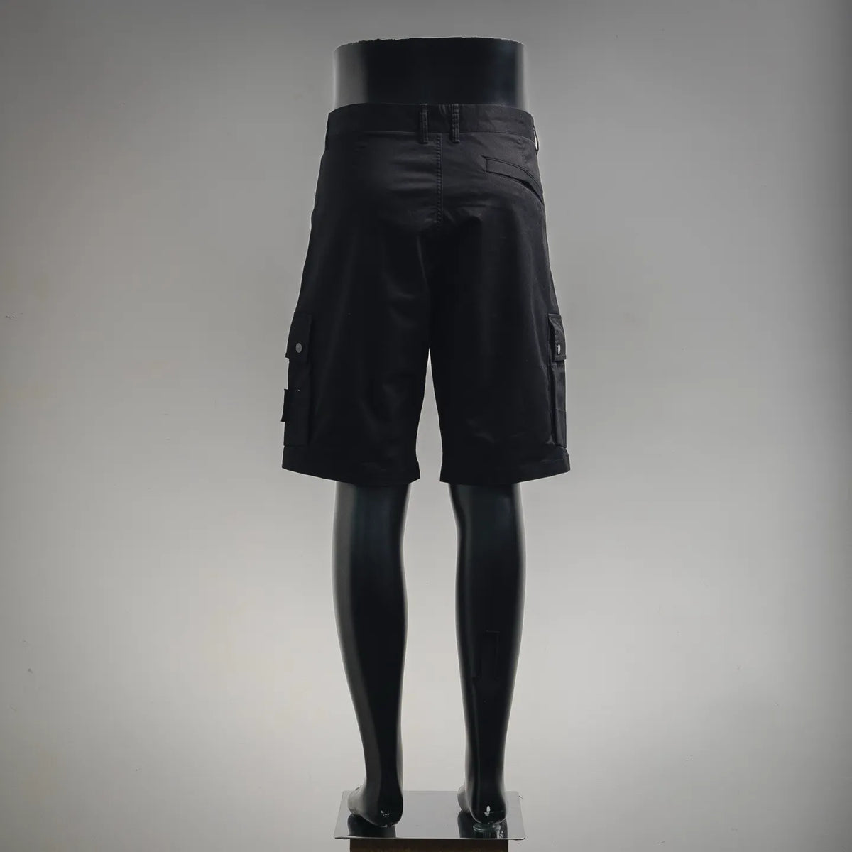 Stone Island black cargo shorts with belt loops and multiple utility pockets