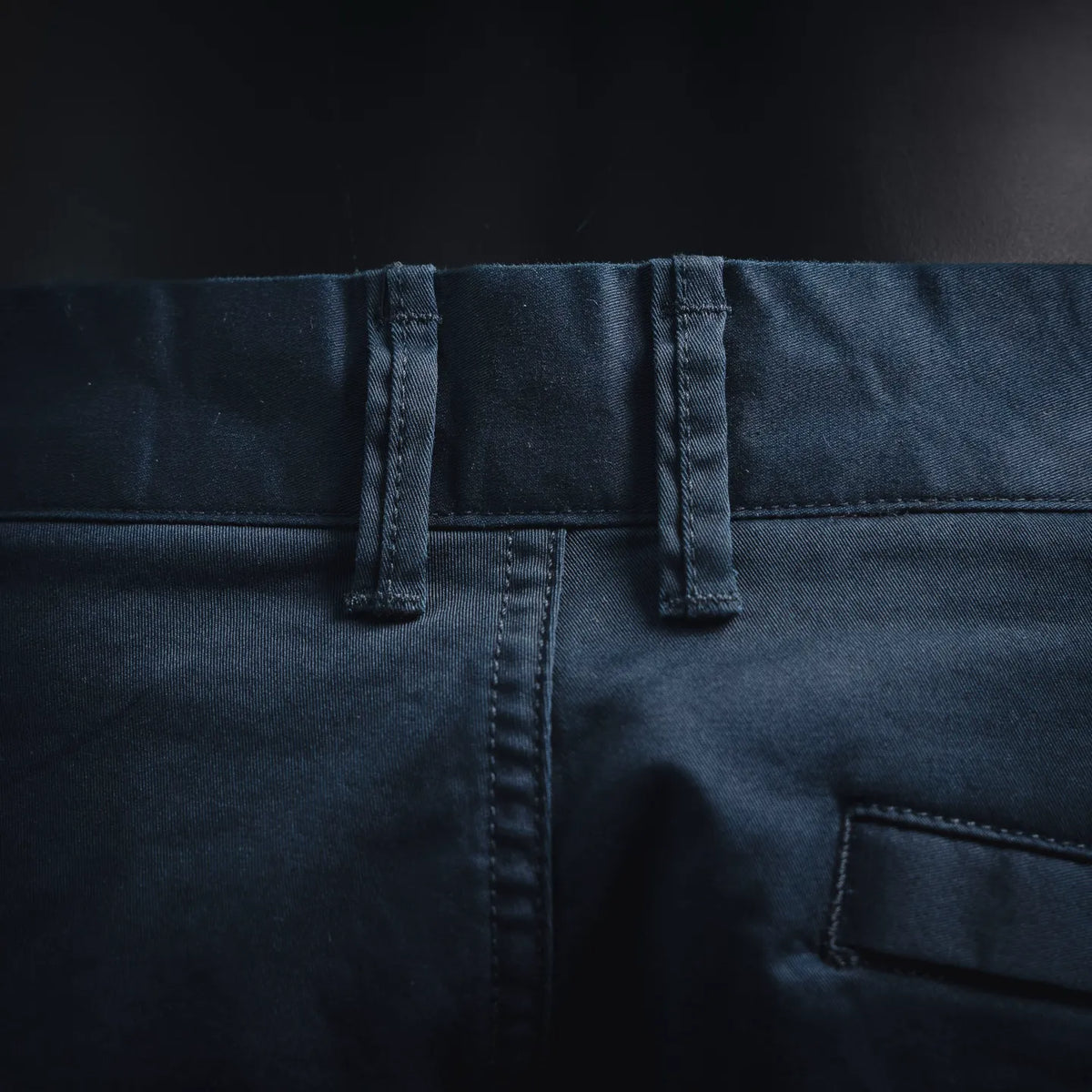 Stone Island dark navy shorts waistband and center front seam detail