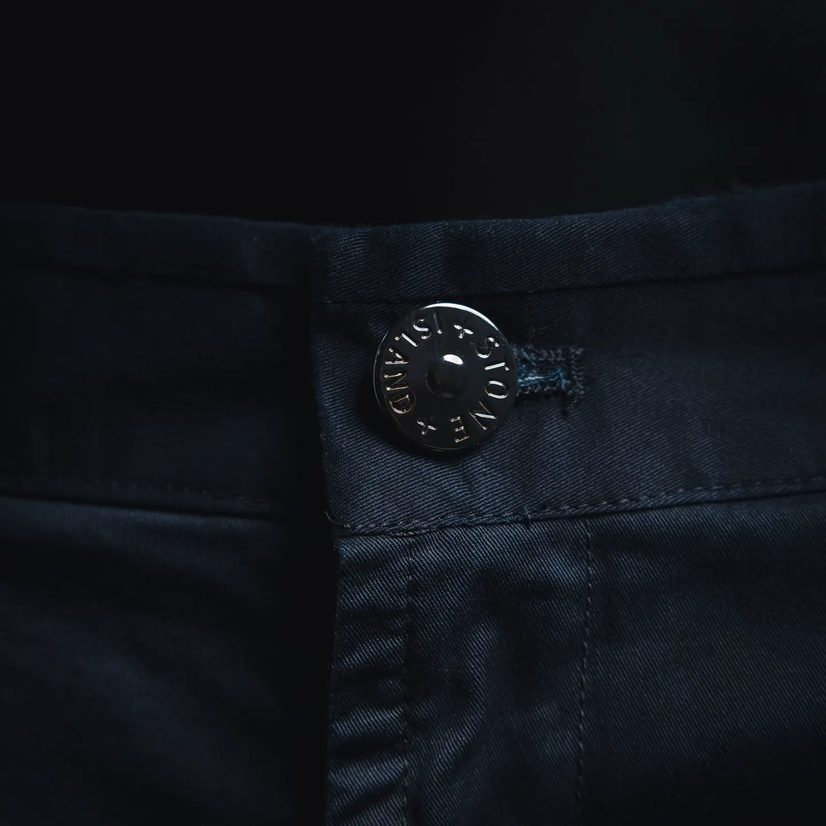 Stone Island shorts black interior button at waistband closure