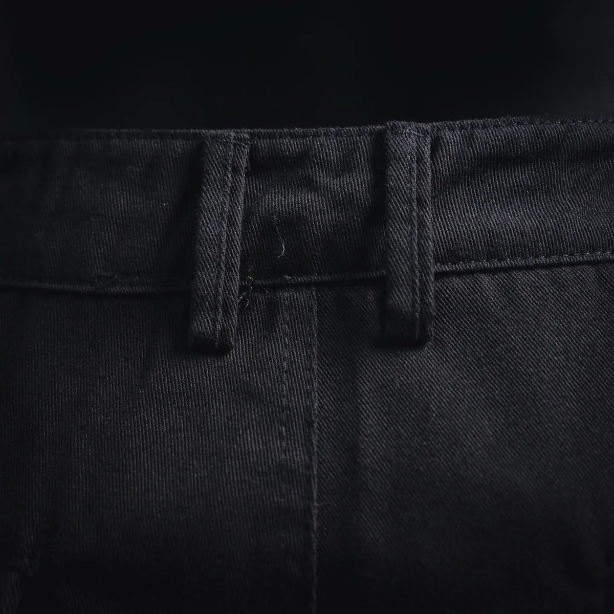 Stone Island black pants waistband with belt loops and button closure