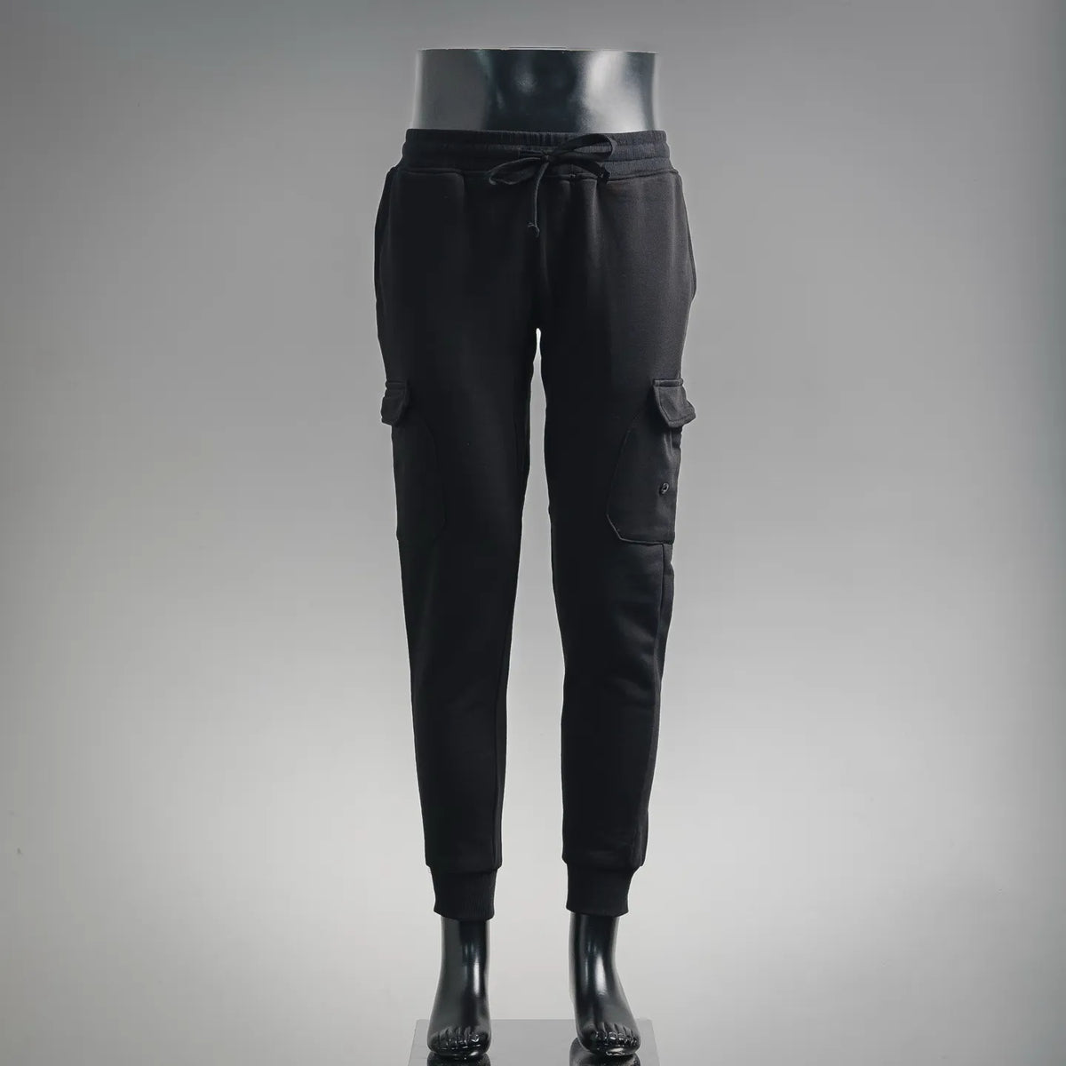 Black Stone Island cargo jogger pants with drawstring waist