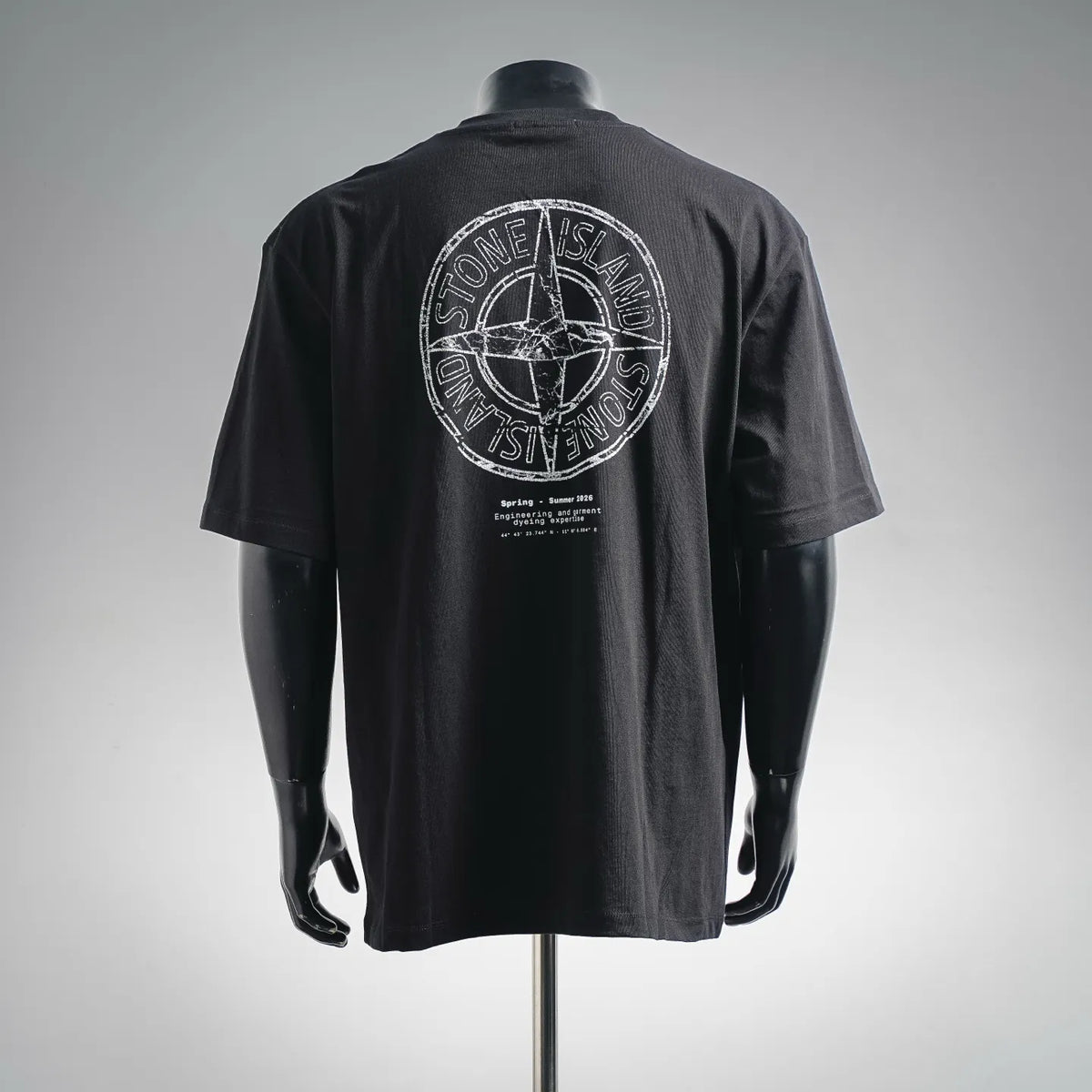 Men's black Stone Island T-shirt with large back circle graphic