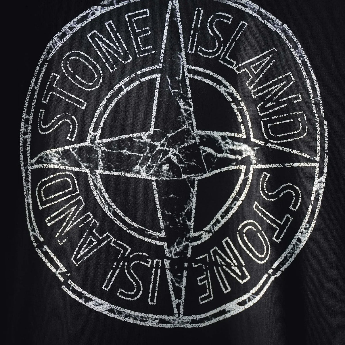 Men's black Stone Island T-shirt with large white back logo print