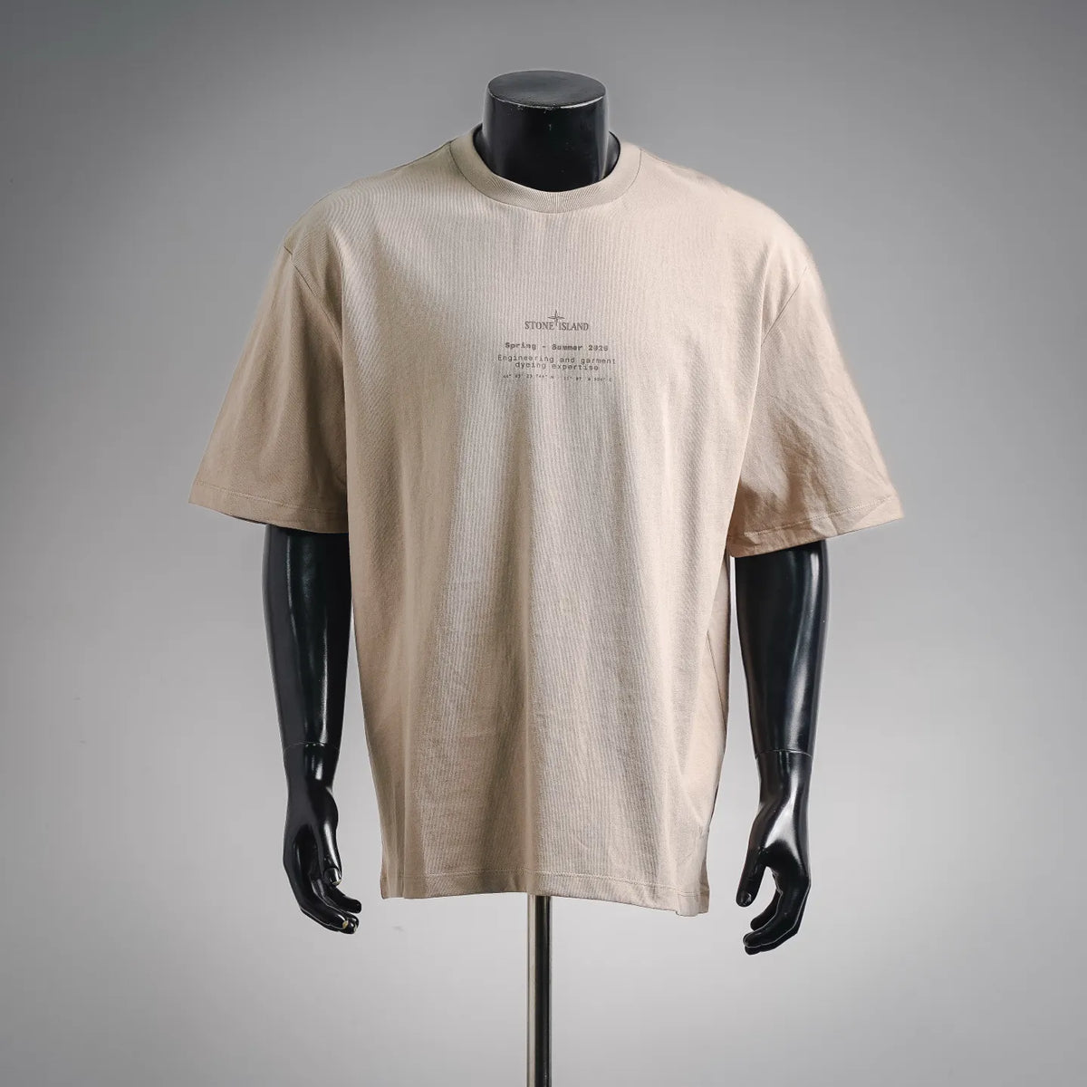 Stone Island light beige short-sleeve T-shirt with small chest logo print