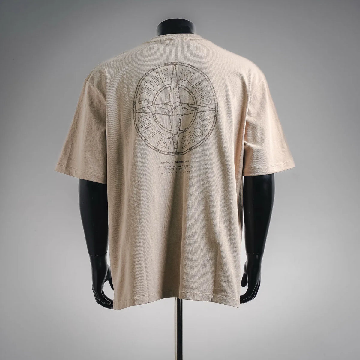 Stone Island short-sleeve T-shirt in light beige with large back graphic print