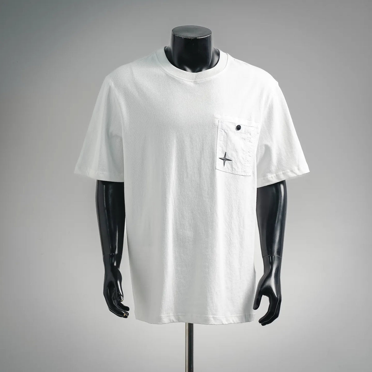 Stone Island short-sleeve T-shirt, white with chest pocket and star logo