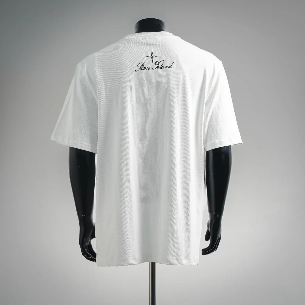 Stone Island short-sleeve T-shirt back view with Stone Island script and star logo