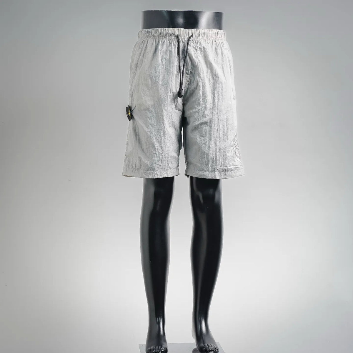 Stone Island light gray drawstring shorts with side pockets and metal eyelets