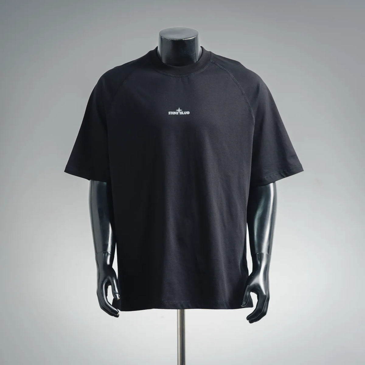 Stone Island black crew-neck T-shirt with small chest logo