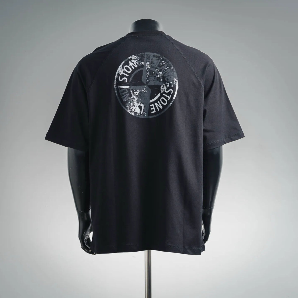 Stone Island black crew-neck T-shirt with large back graphic logo