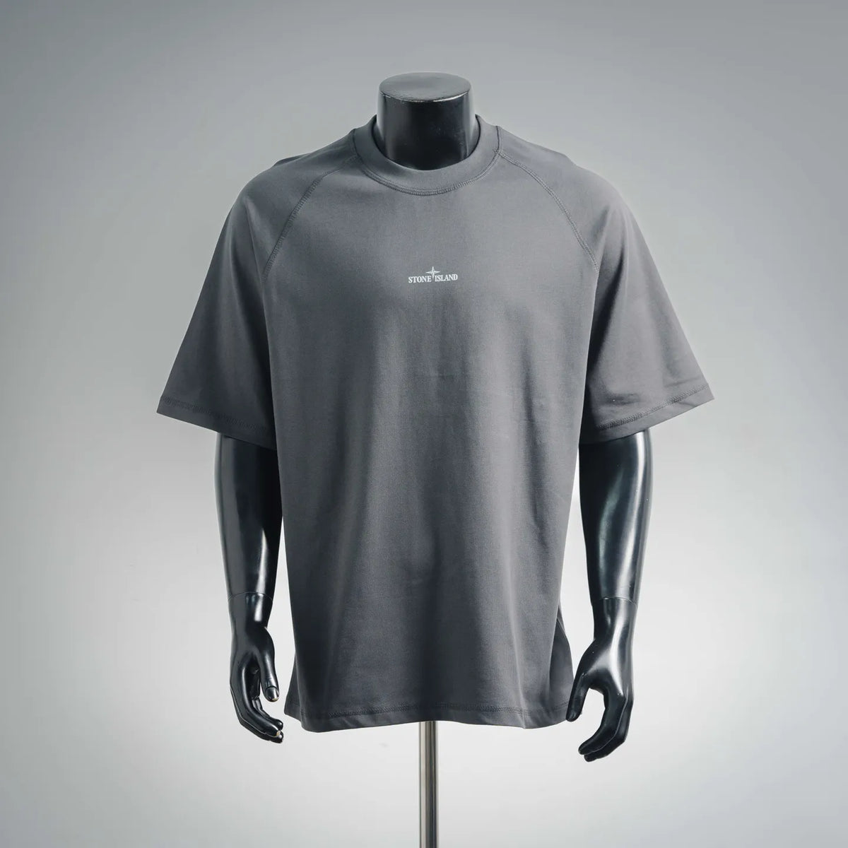 Stone Island crew-neck T-shirt in dark gray with small chest logo detail