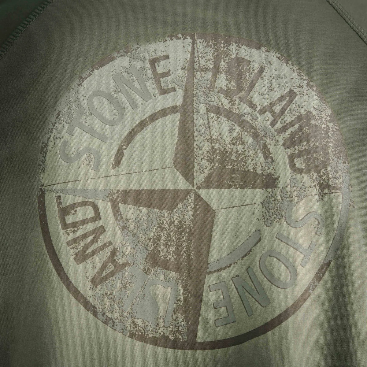 Stone Island short-sleeve T-shirt, back circular logo graphic closeup
