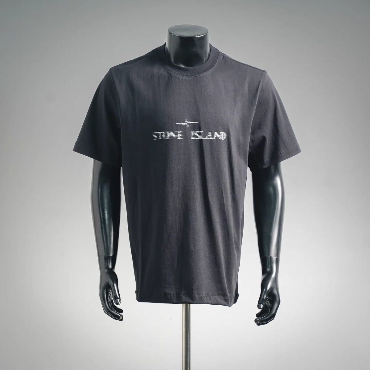 Stone Island short-sleeve T-shirt, dark gray with front logo print