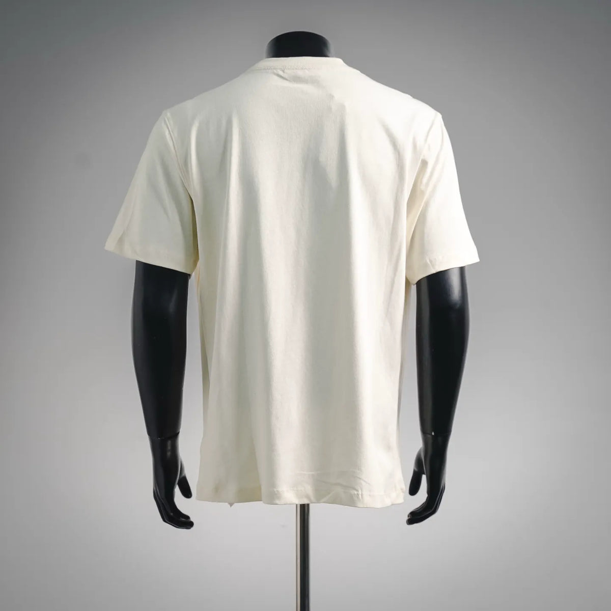 Stone Island short-sleeve T-shirt, light cream, back view with plain crew neck