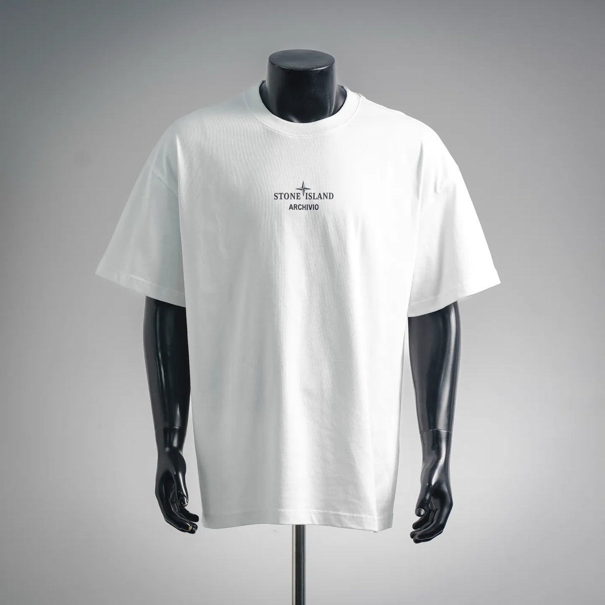 White short-sleeve crewneck T-shirt with Stone Island Archivio chest logo