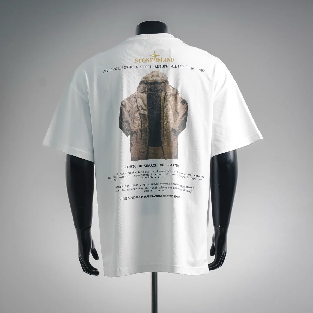 White T-shirt with back graphic panel and printed text