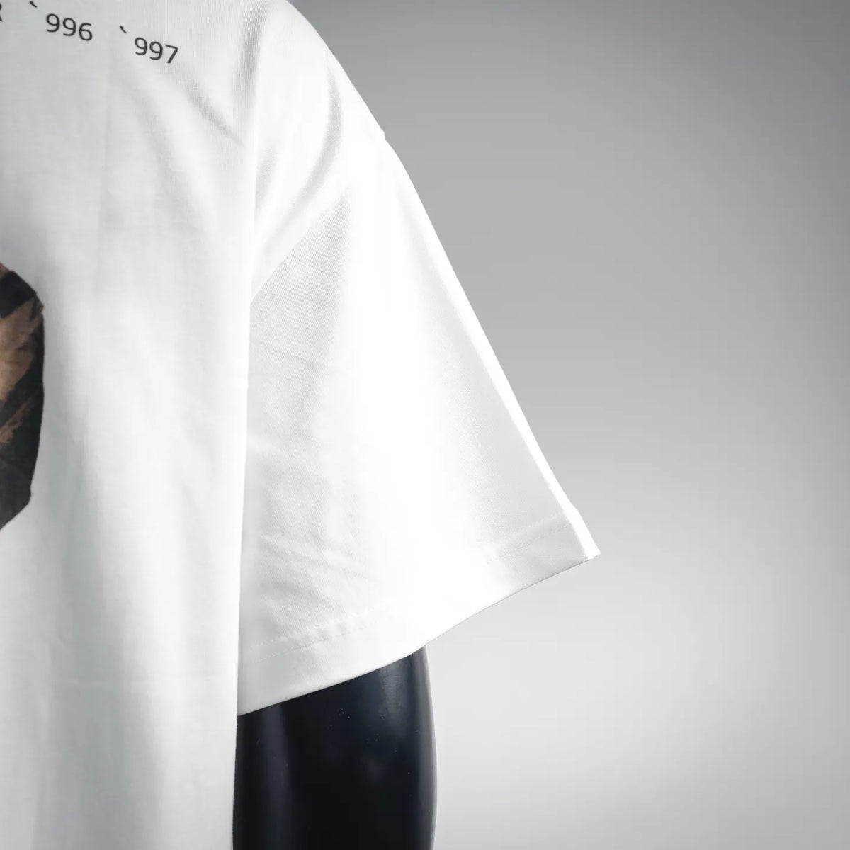 White short-sleeve T-shirt side view with straight hem