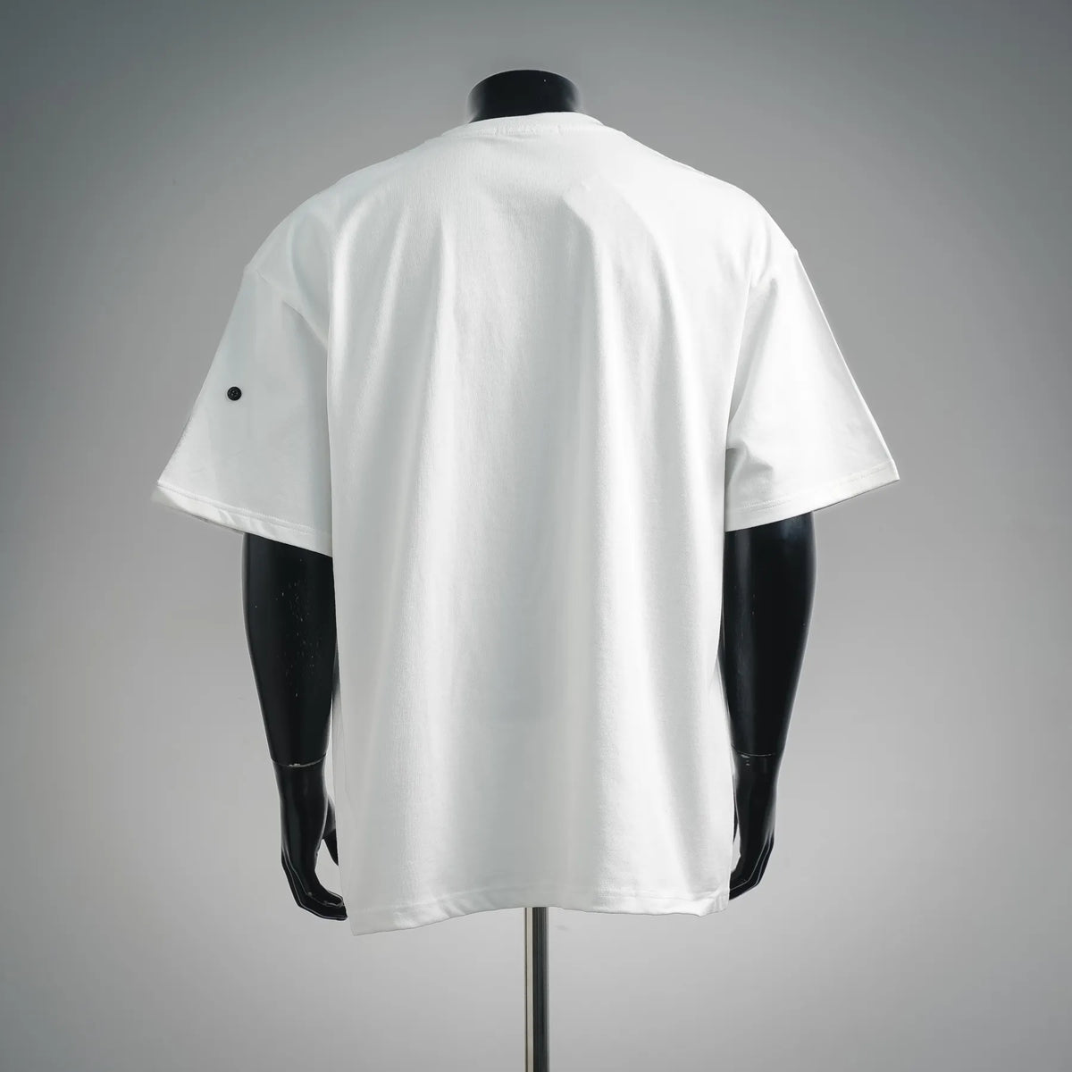 White crewneck short-sleeve T-shirt, back view