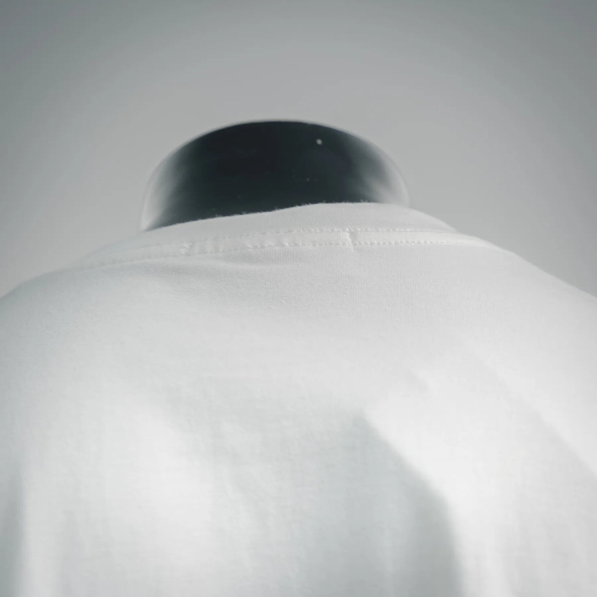White crewneck T-shirt collar close-up