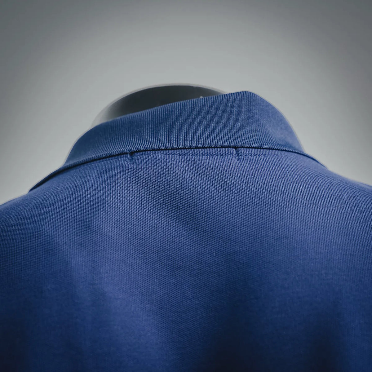 Stone Island blue polo shirt back neckline with ribbed collar