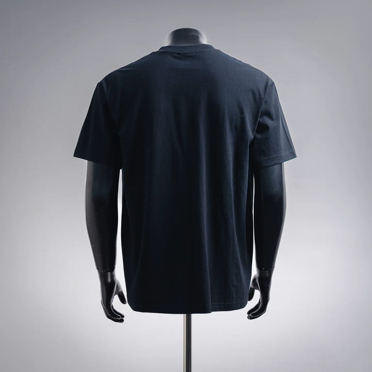 Men's black short-sleeve T-shirt with back view and crew neckline
