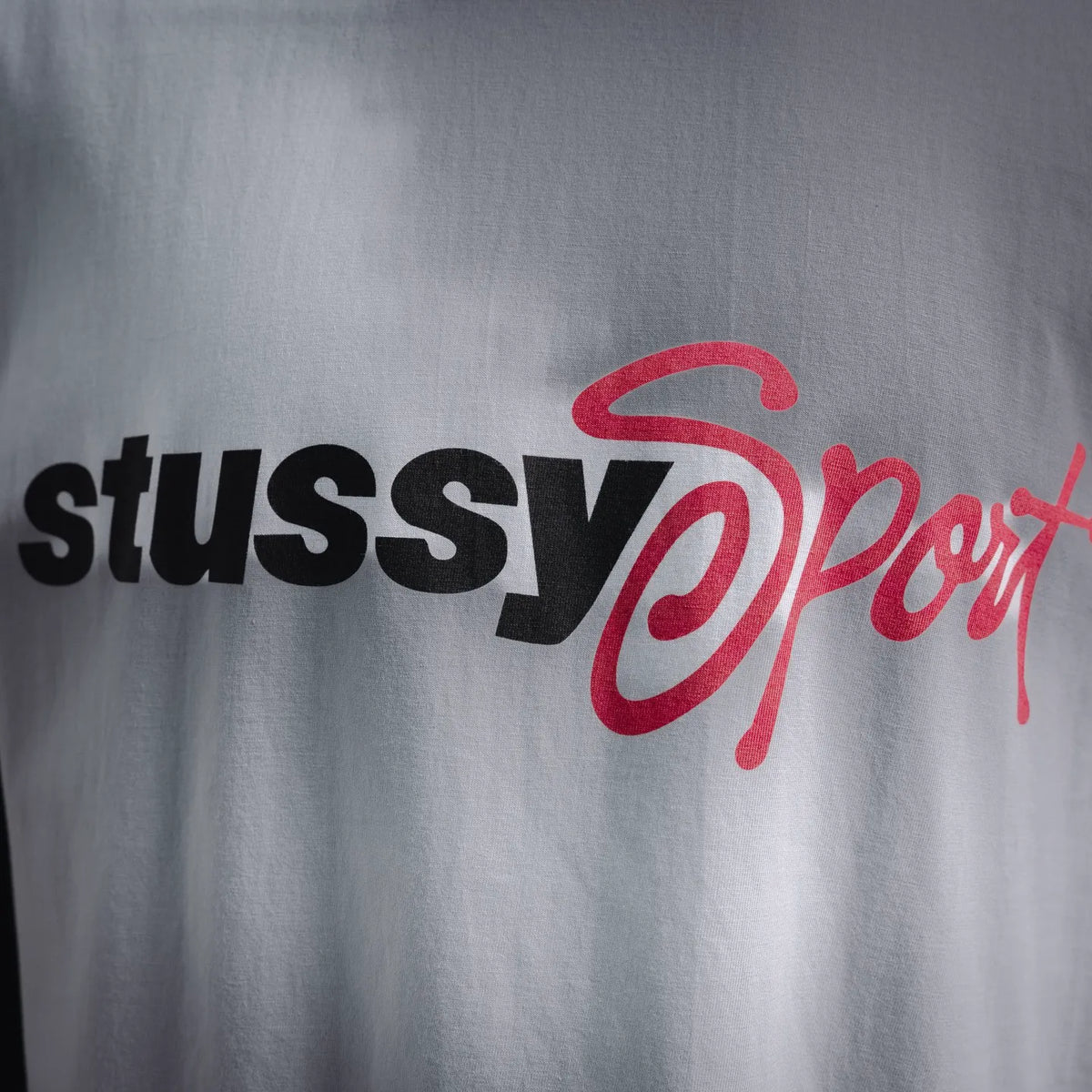 Stussy Sport logo print on white T-shirt in black and red