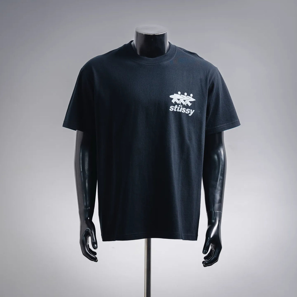 Stussy short-sleeve T-shirt, dark navy with small chest logo print