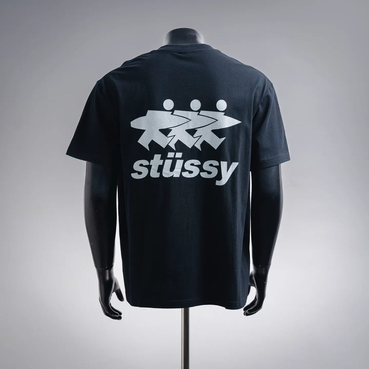 Stussy short-sleeve T-shirt, dark navy with large back graphic logo