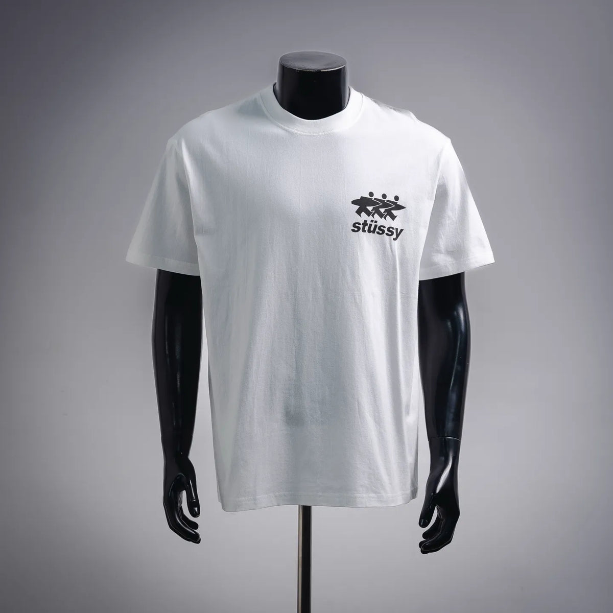 White Stussy short-sleeve T-shirt with small chest logo print