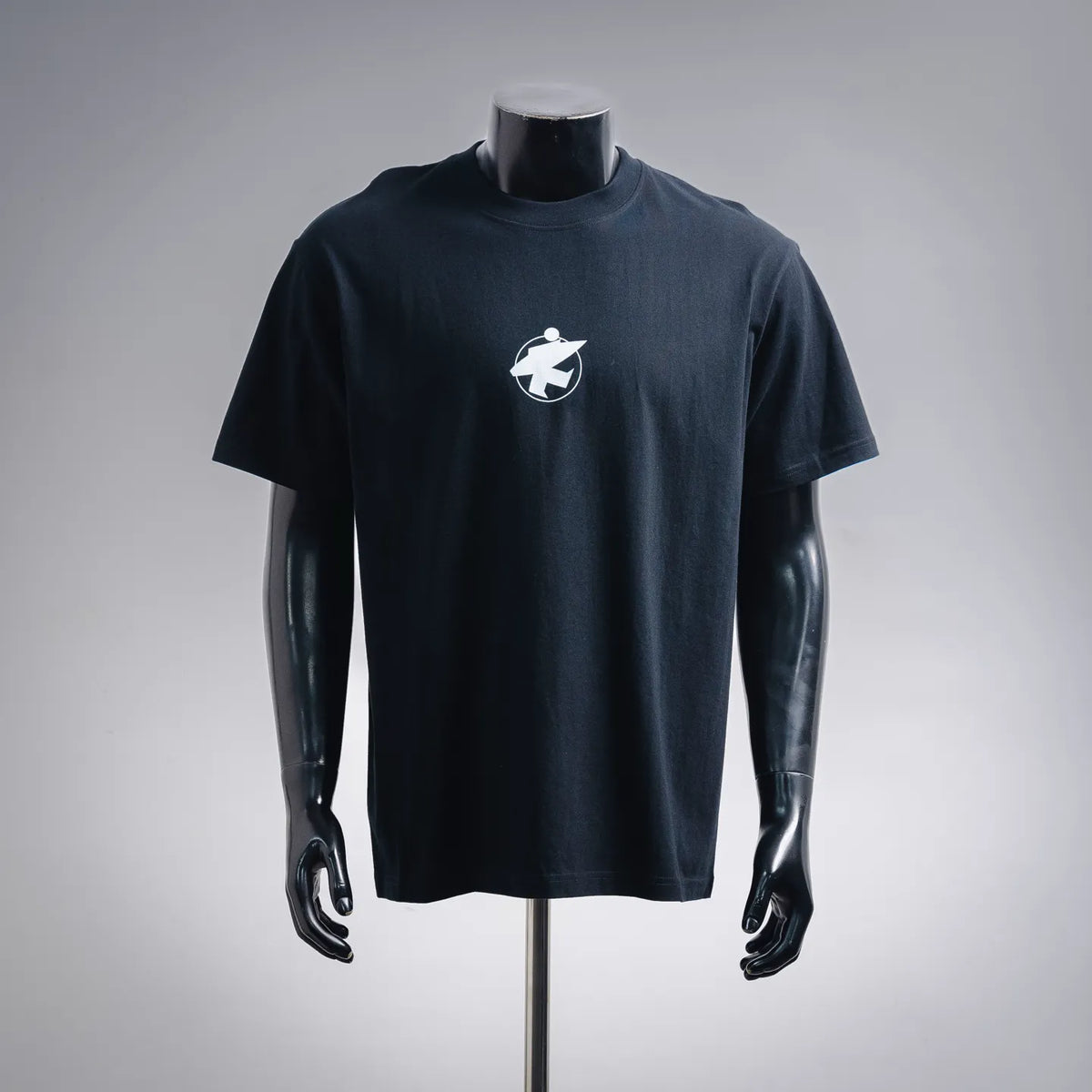 Stussy crewneck T-shirt in dark navy with white graphic logo on the chest