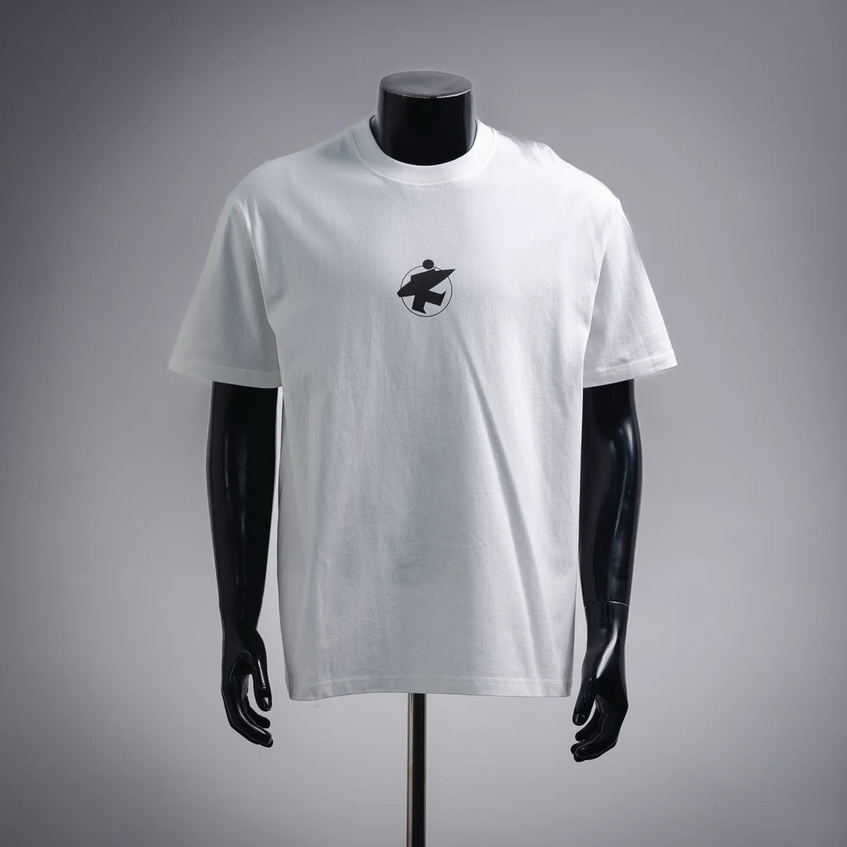 Stussy white T-shirt with front black logo graphic