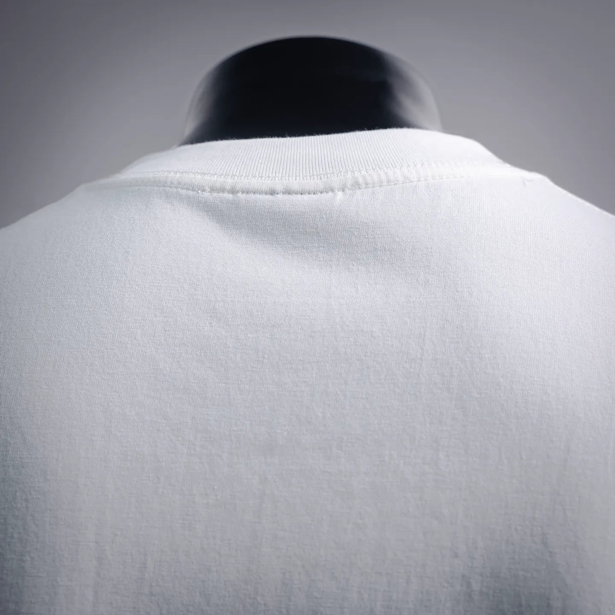 White T-shirt with ribbed crew neck and plain back panel