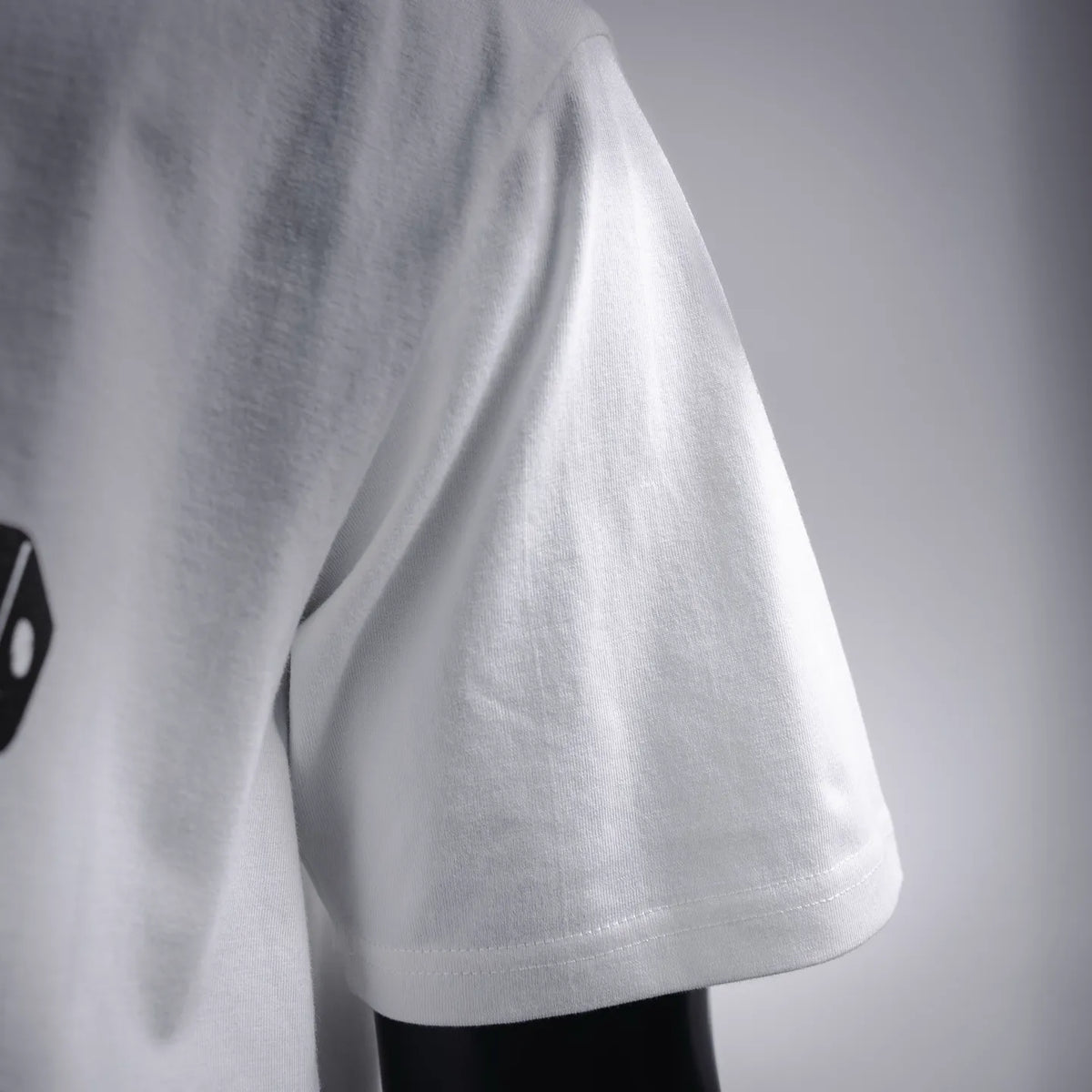 White short-sleeve T-shirt side view with stitched hem